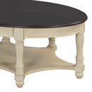 Vintage Oval Coffee Table with Drawer and Storage Shelf, Antique Cocktail Table in 45', French Country Accent Table for Living Room,Beige and Espresso