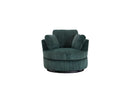 Oversized 360 Degreed Swivel Accent Chair Modern Soft Plush Corduroy Round Barrel Chair for Living Room Bedroom with Pillows, Green