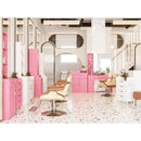 Salon Station, Barber Stations with 2-Tier Storage Shelf with Door, Hair Styling Storage Cabinet with 2 Drawer, a Large Storage Cabinet & 3 Hot Tool Holders