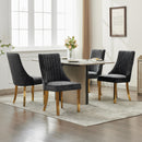Rayon Cloth Flocking Chenille Dining Chairs Channel Kitchen Dinner Chair Comfy Fabric Upholstered Accent Chair for Dining Room with Golden Stainless Steel Plating Legs,Set of 2 (Black), SW1647BK