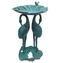 Cast Aluminum 30-in Twin Crane Bird Bath with Leaf Bowl