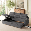 MH83.5' Convertible Sleeper Combo Sofa, Convertible Sofa Bed Polyester Pullout Bed with Storage Recliner and Cup Holder for Living Room, Tight Spaces