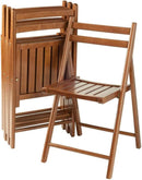 Teak Folding Chair Set 4 Piece Compact Foldable Indoor Outdoor