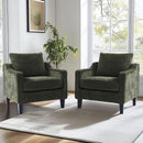Green Chenille Accent Chair Midcentury Modern Upholstered