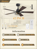 42 Inch Farmhouse Ceiling Fan With Lights Black Cage 2 Pack