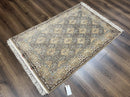 Super Fine Persian Isfahan Rug 3x5 ft, Kork Wool on Silk Foundation, Repeated Floral Motif, Taupe Tan Hand Knotted Oriental Carpet 3 x 5 ft, Signed