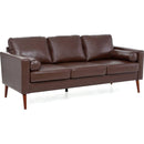Small Sofa Couch 76.97 in . Brown 3 Seat Comfy Couches for Living Room, Mid Century Modern Couch with iron wood structure, Soft Cushion Sofa for Home/Office/Apartment