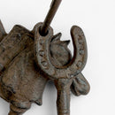 Antique Key Set with Ring, Cast Iron Set of 3 Shelf Display