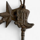 Antique Key Set with Ring, Cast Iron Set of 3 Shelf Display