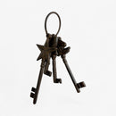 Antique Key Set with Ring, Cast Iron Set of 3 Shelf Display