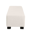 Textured Boucle Ottoman Bench with Hinged Lid for Seating and Storage in Beige, 50 Inches, Solid Wood
