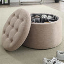 Round Shoe Ottoman Tan Fabric 12 Compartment Storage