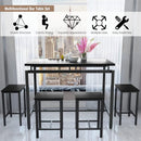 5 Pieces Dining Table Set for 4,Black Bar Table Set with 4 Bar Stools Counter Height Bar Table and Chairs Set. Pub Table Set Breakfast Table for Kitchen, Small Space