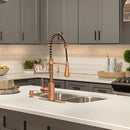 Copper Pre-Rinse Spring Kitchen Faucet, Single Level Solid Brass Kitchen Sink Faucets with Pull Down Sprayer
