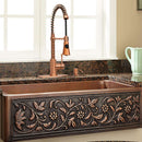 Copper Pre-Rinse Spring Kitchen Faucet, Single Level Solid Brass Kitchen Sink Faucets with Pull Down Sprayer