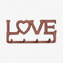 Love Wall Hook Rack with Heart, Cast Iron for Keys, Scarves or Jewelry