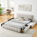 Modern Platform Bed Frame With Thick Fabric