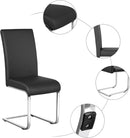 Leather Upholstered Dining Chairs Set Of 2 With Metal Legs Black