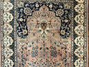Small Tree of Life Prayer Rug, Pak Persian Rug 2.7 x 4, , Birds, Lantern, Handmade Vintage Fine 260 KPSI