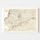 Vintage Map of Whiteside County, Illinois 1896