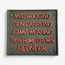 Redneck Pride Cast Iron Wall Sign, Black and Gold Porch Decor