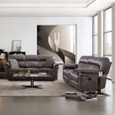 Lerona Dark Gray Faux Leather 2 Piece Recliner Sofa Set