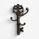 Skeleton Key Hook Rack, Cast Iron, 3 Hooks for Coats, Keys or Jewelry