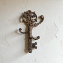 Skeleton Key Hook Rack, Cast Iron, 3 Hooks for Coats, Keys or Jewelry