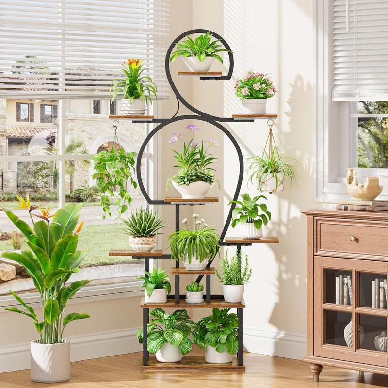 large plant stand indoor Plant Stand Indoor with Grow Light, 9-Tiered 63' Tall Indoor Plant She