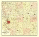 Vintage Map of Adams County, Illinois 1889