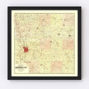 Vintage Map of Adams County, Illinois 1889