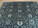 5' 6" X 8' Vintage Handmade Pakistani Floral Oriental Wool Rug Black Dark Grey