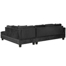 Modern Sectional Sofa with Storage Ottoman, L-Shape Couch with 2 Pillows and Cup Holders, Black Velvet, 105'