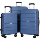 Hardshell Suitcase Spinner Wheels PP Luggage Sets Lightweight Durable Suitcase with TSA Lock,3-Piece Set (20/24/28), Blue