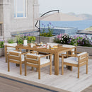 TREXM 7-Piece Patio Dining Table Set for 6,Outdoor Furniture Sets with 72.8'Rectangle Table,Patio Table and Chairs Set with Removable Cushions for Backyard,Garden,Poolside(Light Teak+Beige Cushion)