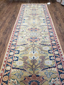 Hallway Runner Rug, Kitchen Runner, Sultanabad Hand Knotted Rug, Farmhouse Rug, 1950s Rug, Mahal Rug, Turkish Rug, Long Runner, Yellow
