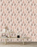 Modish Pink Wallpaper with Leaves Vogue