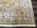 Sino Persian Rug 8x11, Wool with Silk Highlights, Unique Colors, Gold and Light Green, Fine 240 KPSI