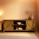 Rustic Oak TV Stand With Double Barn Doors Up To 80 Inch