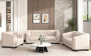 Modern Velvet Upholstered 3-Piece Sofa Set with Rubber Wood Legs in Beige