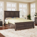 Traditional Town and Country Style Pinewood Vintage King Bed, Rich Brown