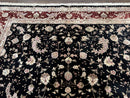 Sino Persian Rug 9x12, High Quality Oriental Carpet, Black and Maroon, Wool and Silk, Allover Floral Pattern, Hand Knotted, Vintage Rug Nice