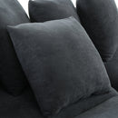 Black Upholstered 83' L-shaped Sectional Sofa with Storage, Movable Ottoman, and Six Throw Pillows