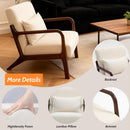 White Linen Upholstered Armchair With Premium Wood