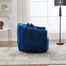 40.35'W Upholstered Oversized 360° Swivel Accent Barrel Chair and Half Cozy Sofa with 3 Pillows, Velvet Channel Tufted Pumpkin-Shape Club Armchair for Living Room, Bedroom, Office, Lounge, Navy