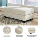 Beige Chenille Upholstered Ottoman With Cushioned Comfort