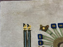 South American Rug 6x7, Unique Native American Design, Ivory, Ecuador Rug, Handmade Wool