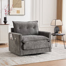 UNITED WE WIN Swivel Barrel Chair - Mid Century Modern Chair, Thick Padded Arm Chair with Solid Metal Base, Comfortable Single Sofa Chair, Swivel Accent Chair for Living Room Bedroom