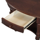 Vintage Oval Coffee Table with Drawer and Storage Shelf, Antique Cocktail Table in 45', French Country Accent Table for Living Room,Walnut