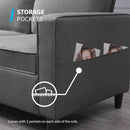 3 Piece Convertible Sofa Set With Linen Upholstery And Storage Ottoman Dark Grey